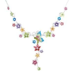   Flower Necklace with Multi color Swarovski Crystals (992) Glamorousky