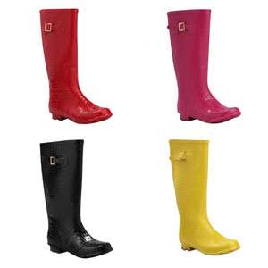   New Faux Crocodile Embossed Leather Rain Boots 4 Colors To Choose From