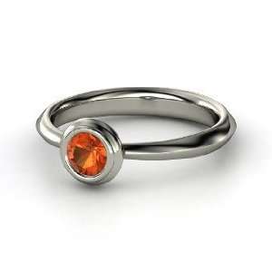  Bezel Ring, Round Fire Opal Sterling Silver Ring: Jewelry
