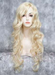 Extra Long Big Spiral Curls Curly Wavy Pale Blonde Wig TIOB 613  