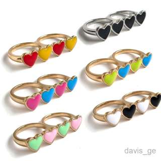   Fashion 4 heart Loves double cocktail rings Party Ring size 6 7 8 SHJ