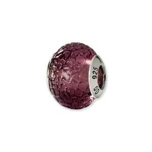 Purple Textured, Murano Glass Charm for Pandora and most 3mm Bracelets