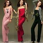   Ruched Strapless Bodice Jumpsuit Rompers Long Pants Trousers Casual