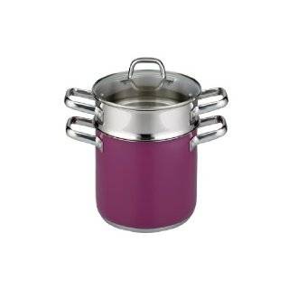   Steel 5 1/2 Quart Multi Pot with Pasta Insert and Glass Lid, Purple