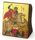 Saint St George Greek Icon Gold leaf Wood Serigraph Icon Gift box WOW