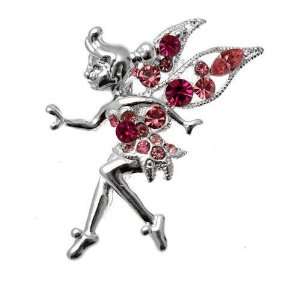    Acosta   Pink Crystal Tinkerbell Style   Fairy Brooch Jewelry