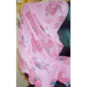  Pink French Poodle Fleece Throw Blanket 70 X 48
