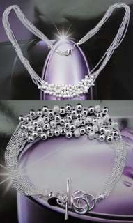 925 Sterling Silver Plated Necklace&Bracelet Set 8  