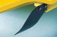 The 2 mm aluminum hydro turn fin features a tapered leading edge that 