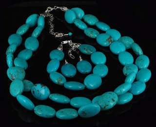 GORGEOUS Sterling Silver Blue Mountain Turquoise SET  