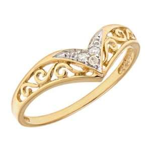  14k Gold V Cut Diamond Promise Ring Jewelry