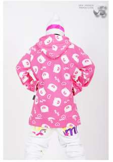 BEAR HEART Pink Snowboard Winter Clothing Womens Casual Hoodie Size M 