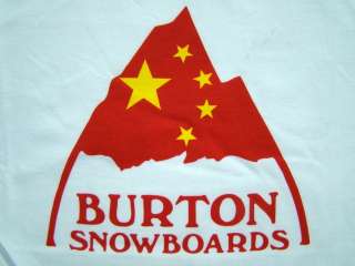 BURTON SNOWBOARDS, CHINA FLAG LOGO TEE, WOMENS LARGE  