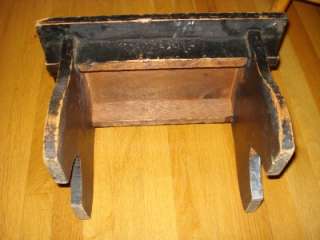 Primitive Vintage Black Wooden Step Stool Bench Table Riser Barn 
