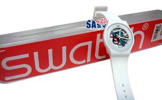 Swatch SUOW100 white lacquered plastic strap men watch NEW  