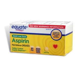Aspirin 81 mg, Adult Low Dose, 300 Tablets   Equate  