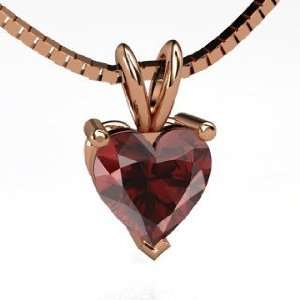   Heart Pendant, Heart Red Garnet 14K Rose Gold Necklace Jewelry