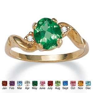 PalmBeach Jewelry 14k Gold Plated Birthstones Simulated Womens Ring 