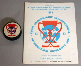 1983 International University Cup Program and Game Puck  