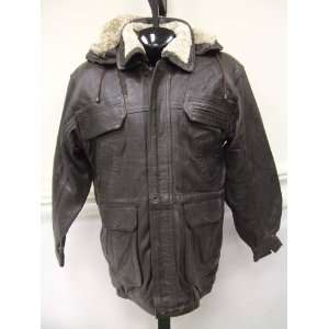   MENS LEATHER COAT, WITH SHEARLING LINING SIZE XL 