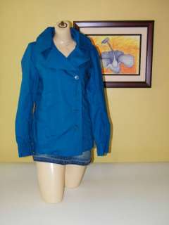 Matrix Fashion Blue Cotton Trench Jacket Coat Medium  