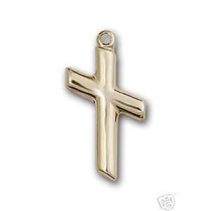    14K Gold over St Silver Slanted Cross Pendant Necklace Jewelry