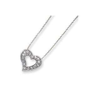   Sterling Silver CZ Heart Pendant on 18 Chain Necklace: Jewelry