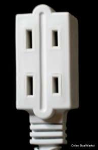20 WHITE Extension POWER Cord 2 Prong 3 Outlet LONG  