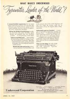 1947 Underwood Typewriter Americas First Choice Ad  