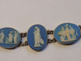 ANTIQUE VICTORIAN WEDGWOOD CAMEO SILVER BRACELET,DOUBLE SIDED 1870 
