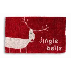  Tag Whimsy Reindeer Jingle Bells Coir Mat, 18 x 30