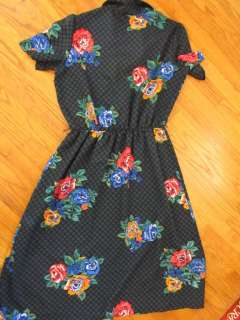   Green Square Floral Day Dress~16~Kay Windsor~~B42  