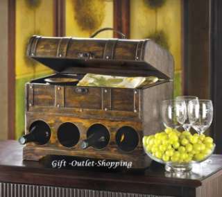 Wine Bottle Holder Wood Chest with Vintage Look Home Decor  