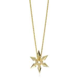   Series Gold Plated Brass Throwing Star Pendant Necklace, 24 Jewelry