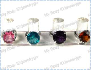 Wholesale Jewelry Lots 15X Multicolor Crystal Zircon silver rings Free 