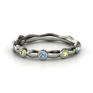   Knot Band, 14K White Gold Ring with Blue Topaz & Peridot Jewelry