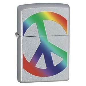  Peace Sign Rainbow Zippo Lighter, Satin Chrome Health 