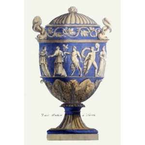  Vases   Pl. VII Blue Etching , Classical Design Engraving 