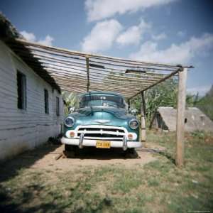 American Car on Farm Near Vinales, Cuba, West Indies, Central America 