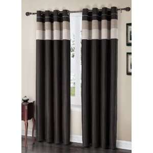   Black/Taupe Grommet Lined Window Curtain Panel 57x84