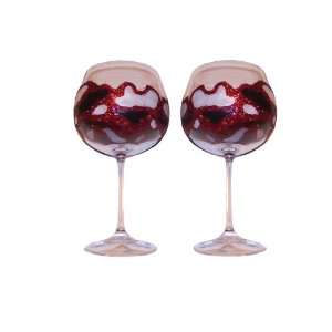  ArtisanStreets Fun Wine Glasses in Red, Black and White 