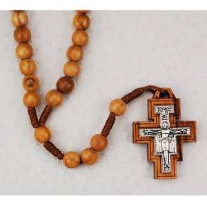  Olive Wood San Damiano Rosary, 7mm Bead, Includes Gift Box 